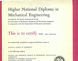 Aram Moushekh- Mechanical Engineering Certificate